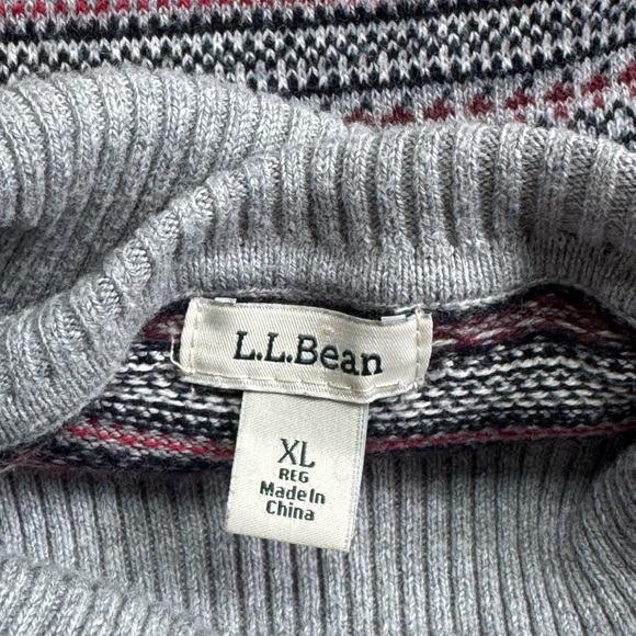 L.L. Bean Cotton Cashmere Fair Isle Turtleneck Sweater size XL 503413 - Picture 4 of 8
